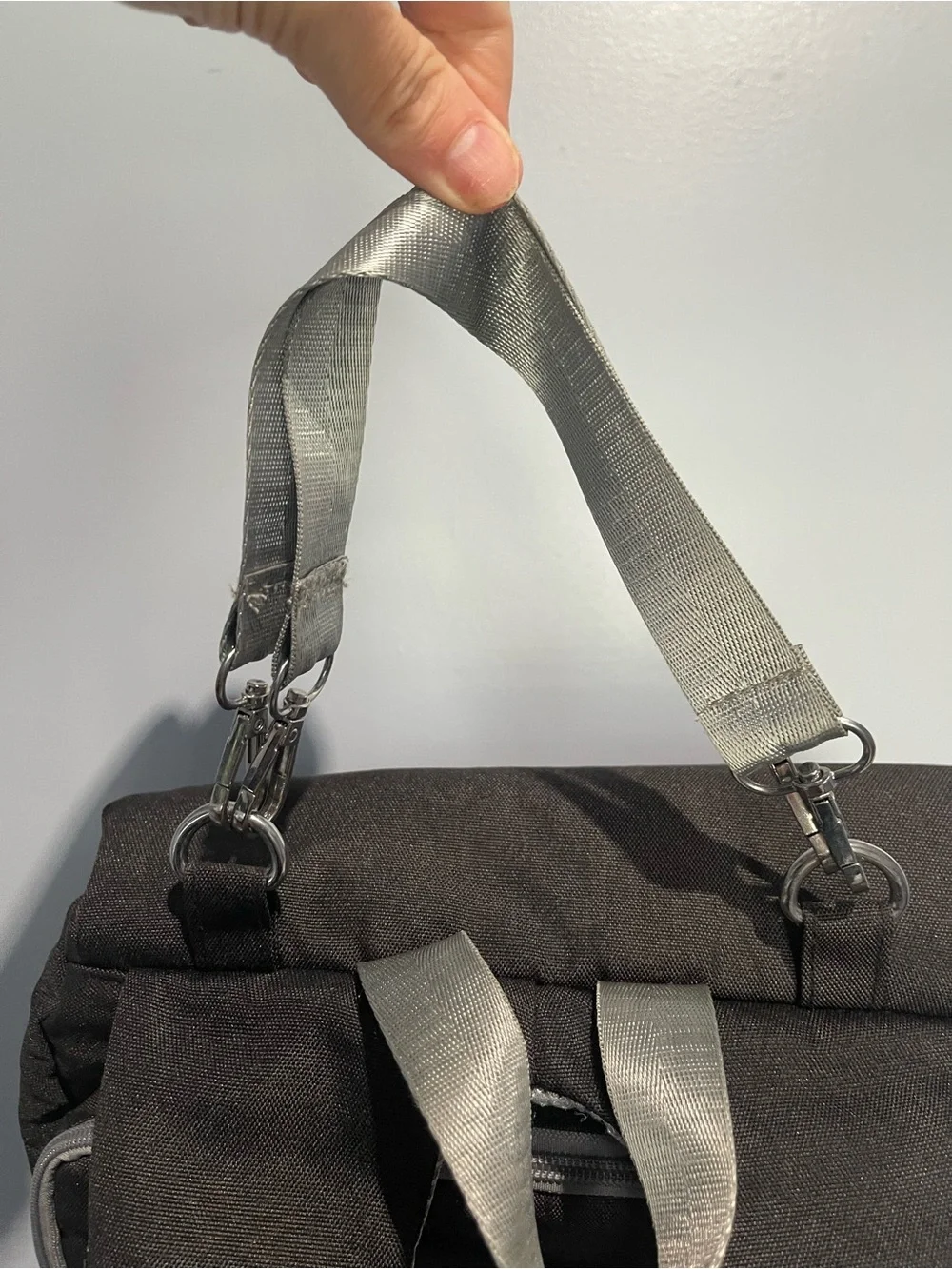 Black Diaper Backpack with Gray Accents